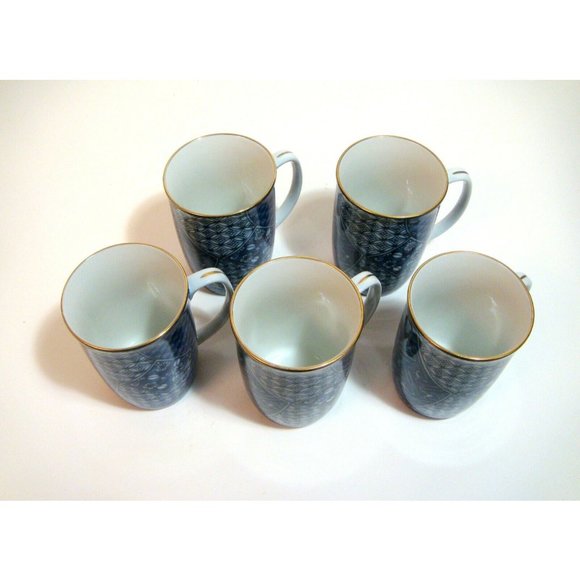 Takahashi Mugs Kimono Blue and White Set of Five - Picture 4 of 7